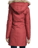 Fur-Hood Mid-Length Parka Jacket
