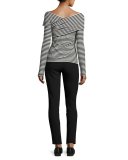 Kellay Striped Ribbed Top, Black/White