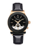 Croc-Embossed Two-Tone Watch, Black