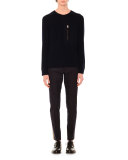 Large-Zip Crewneck Sweater, Navy