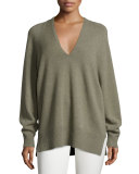 Jabbie V-Neck Tunic Sweater, Dark Pear