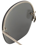 Rimless Oversized Square Sunglasses, White Gold