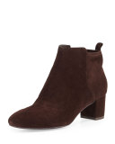 Betsy Suede Block-Heel Bootie, Brown