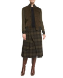 Maya Plaid A-Line Skirt, Loden/Purple/Multi