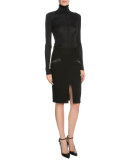 Mid-Rise Pencil Skirt, Black