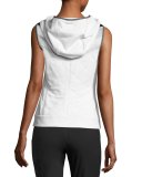 Packable Quilted Moto Vest with Hood, Gray/White