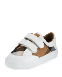Heacham Check Canvas Sneaker, White/Tan, Toddler