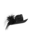 Velour Feather-Spray Side-Sweep Hat, Black