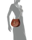 Drew Small Crocodile-Embossed Shoulder Bag, Mahogany