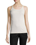 Stretch Silk Long Cami, Bone, Plus Size