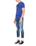 Bleach & Distressed Skinny-Leg Denim Jeans, Blue