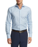 Dwayne Box-Check Slim-Fit Sport Shirt, Blue/White