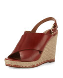 Cora Leather Espadrille Wedge Sandal, Burnt Sienna