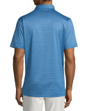Fine-Stripe Lisle-Knit Polo Shirt, Blue