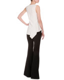 V-Neck Asymmetric-Hem Tunic, Off White