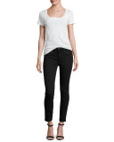 Riche Touch Embellished Skinny Ankle Jeans, Black