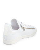 Stan Zip-Side Leather Sneaker, White