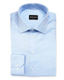 Textured Solid Long-Sleeve Dress Shirt, Light Blue