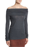 Off-The-Shoulder Long-Sleeve Top, Volcano