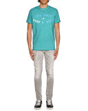 Distressed Skinny Jeans w/Removable Chain, Gray