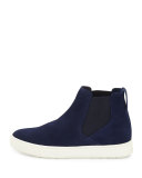 Newlyn Hidden-Wedge High-Top Sneaker, Heather Indigo