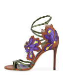 Lolita Floral Strappy 100mm Sandal, Canyon/Mix