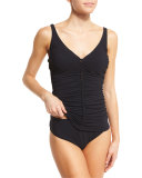 Waterfall Tankini Swim Top, Black (Available in D Cup)