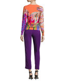 Stampa Paisley V-Neck Sweater, Orange/Purple