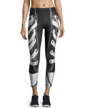 Laces Out Athletic Leggings, Black/White