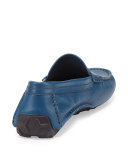 Perforated Leather Driver, Teal