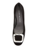 System Buckle Mid-Heel Pump, Black