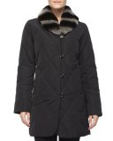 Puffer Coat with Removable Fur Collar