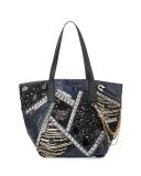 Wingman Snake-Embossed Tote Bag, Cobalt/Multi