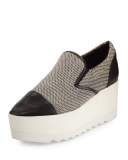 Tanya Woven Platform Skate Sneaker, Black/White