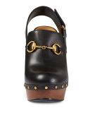 Amstel Horsebit Leather Clog Pump, Black