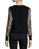 Cashmere Lace-Sleeve Sweater 