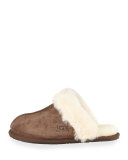 Scuffette Shearling Slide Slipper, Espresso