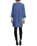 3/4-Sleeve Organic Cotton Tunic, Periwinkle