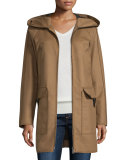 Hooded Wool-Blend Jacket, Brown
