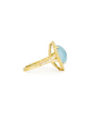 Cushion Rose-Cut Aquamarine & Pave Diamond Ring