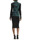 Long-Sleeve Rose-Print Turtleneck Top, Universo 