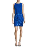 Overlay-Bodice Sequined Dress, Neptune