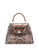 Peekaboo Medium Python Bag, Powder Multi