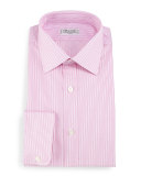 Striped Barrel-Cuff Dress Shirt, Pink