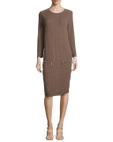 Sand-Stitched Zip-Pocket Shift Dress, Plus Size