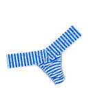 Breton Stripe Signature Lace Low-Rise Thong, Blue/White