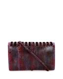 Snakeskin/Velvet Full-Flap Tie Clutch Bag, Bordeaux/Pink