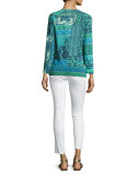 Lace Mosaic-Print Tulle Tank Top