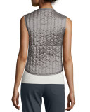 Zip-Front Fencing Vest W/Monili Trim, Slate Palladio