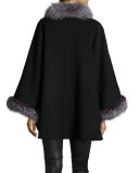 Fur-Collar Wool-Cashmere Cape